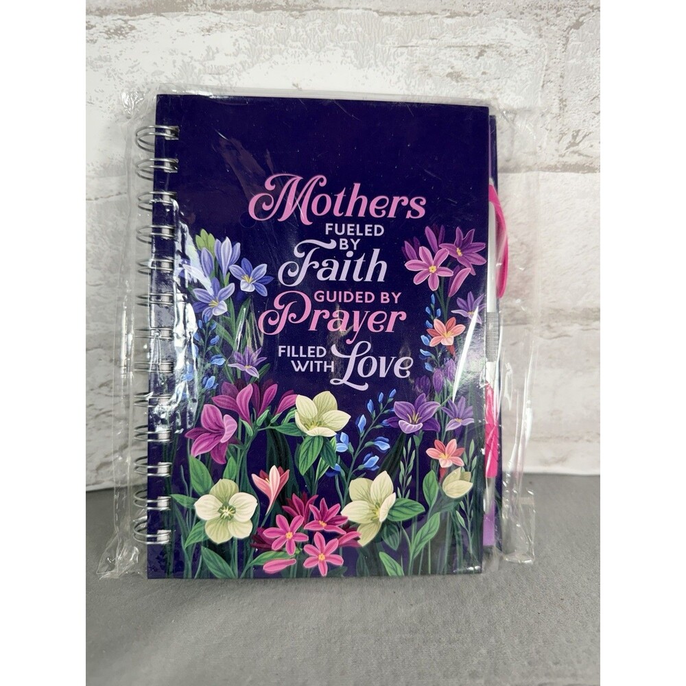 Mothers Inspiration Purple Floral Spiral Notebook Hardcover Pink Pen Included